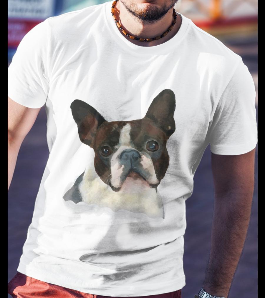 Watercolor French Bulldog Head T-Shirt