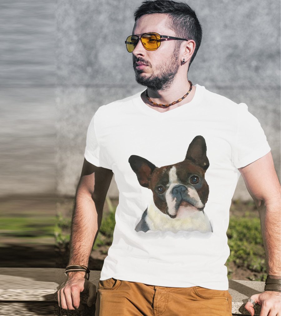 Watercolor French Bulldog Head T-Shirt