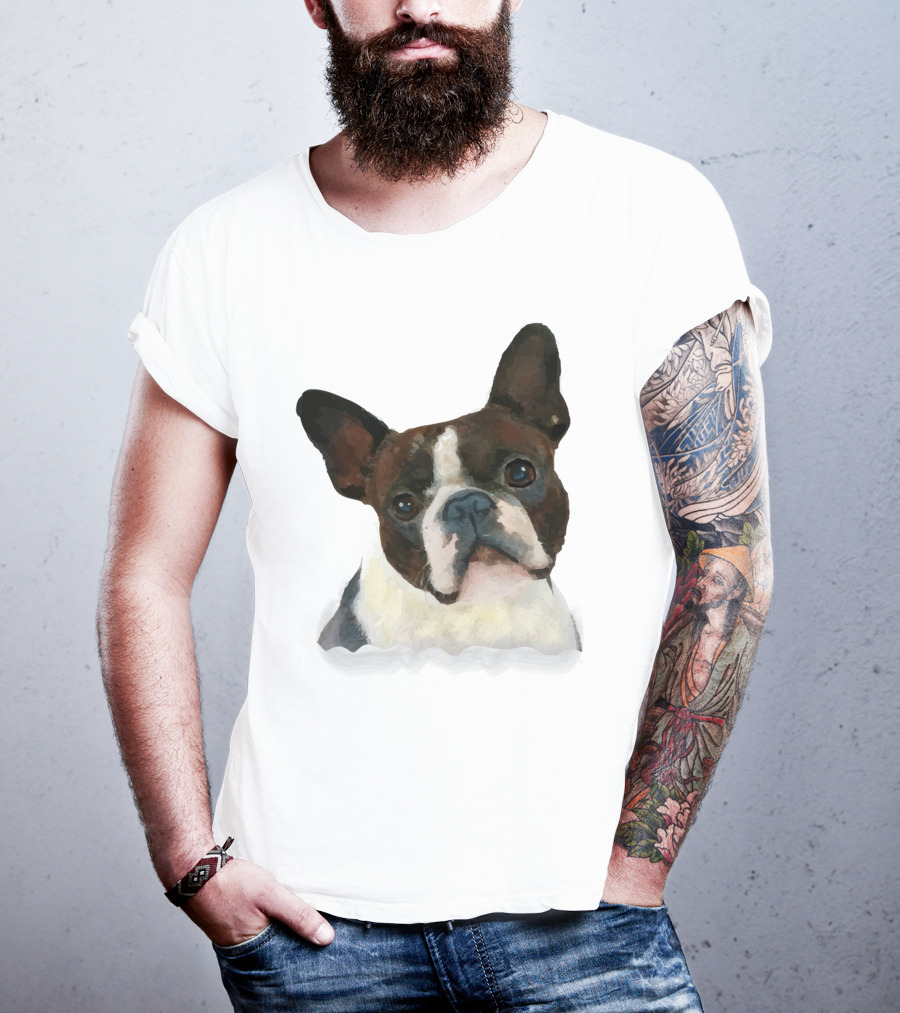 Watercolor French Bulldog Head T-Shirt