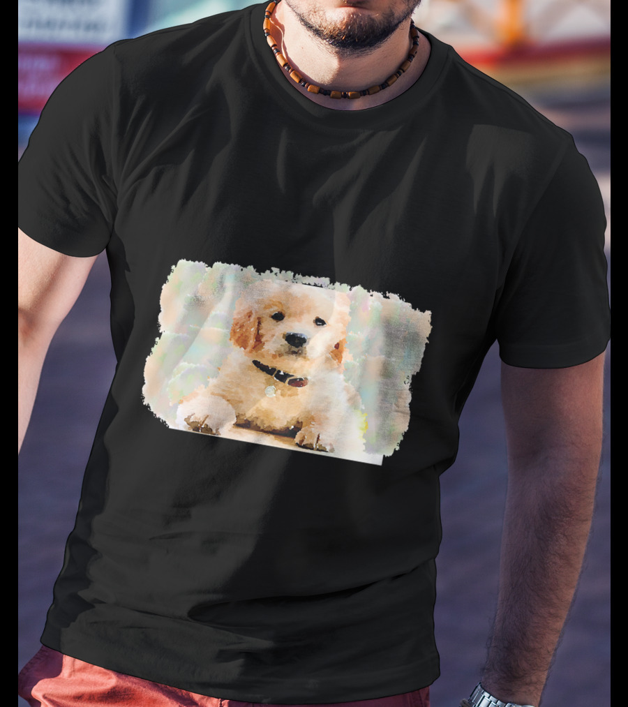 Watercolor Puppy Dog Golden Retriever Pastel Abstract T-Shirt