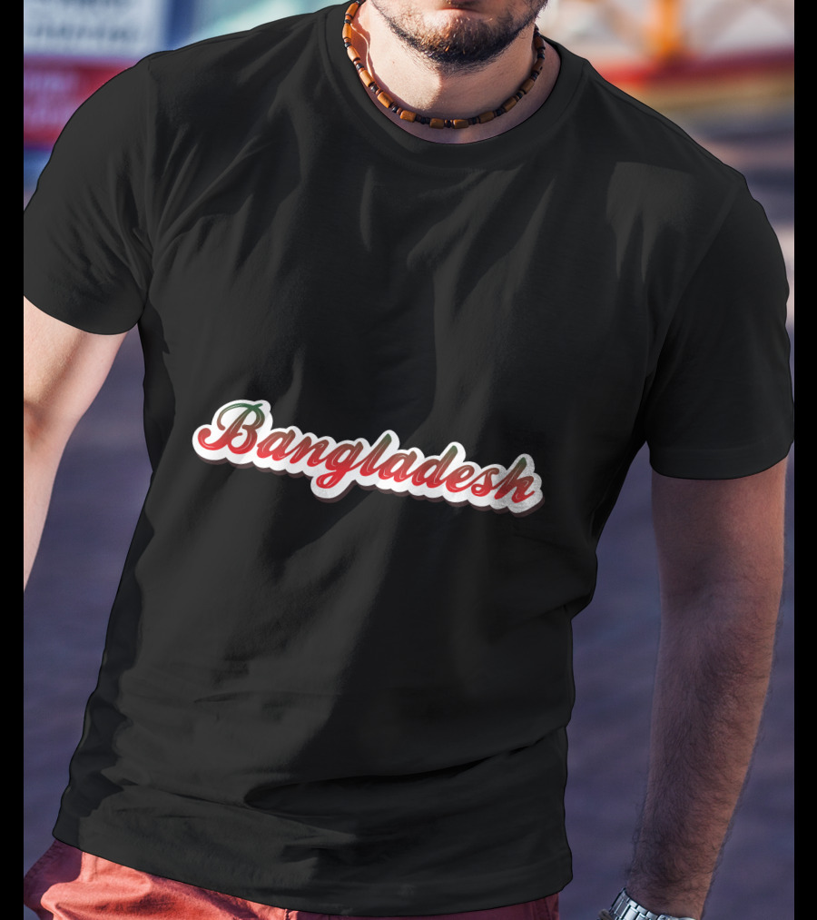Bangladesh Green Red Script Font T-Shirt