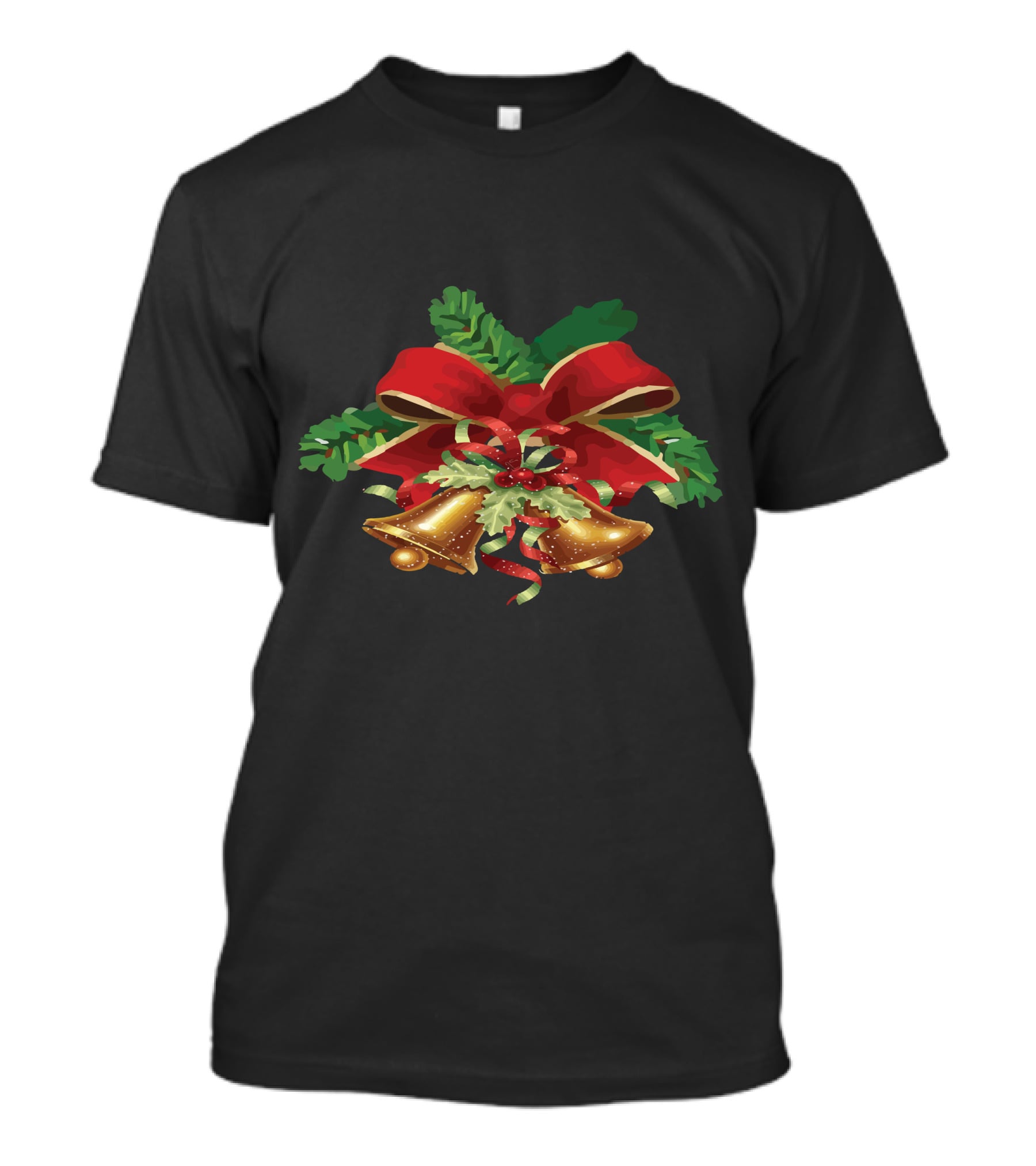 Christmas Bells Holly Ribbon Garland T-Shirt
