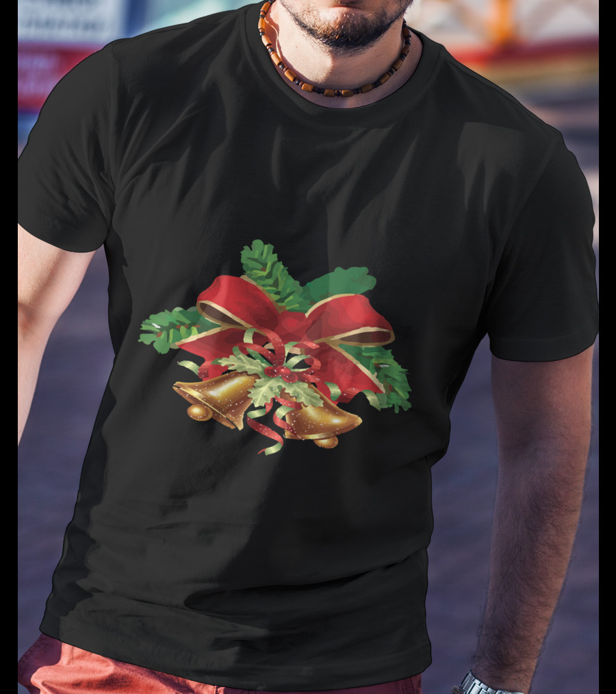 Christmas Bells Holly Ribbon Garland T-Shirt