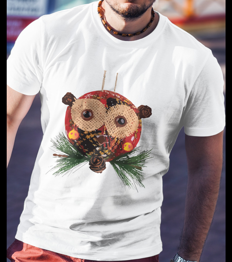 Christmas Ball Ornaments Owl With Pinecones And Greenery T-Shirt