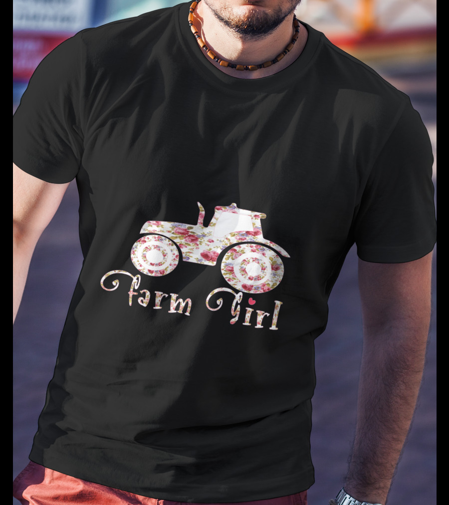 Farm Girl Floral Tractor T-Shirt