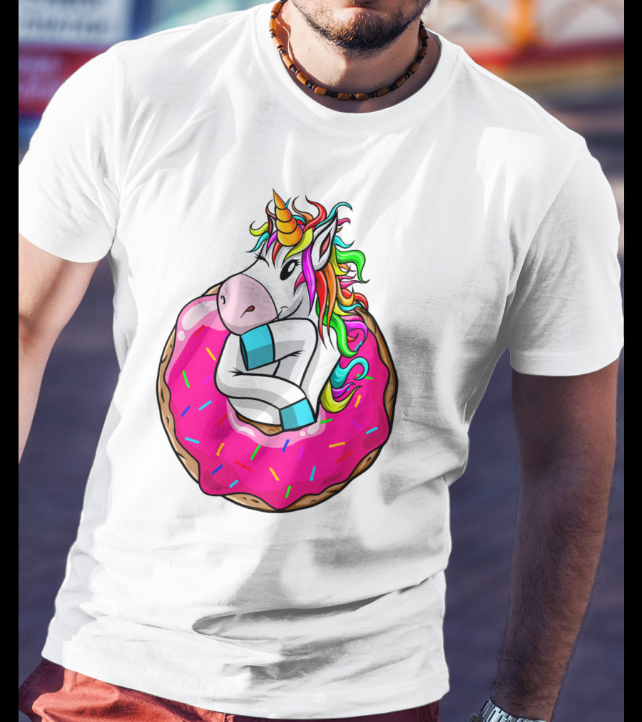 Unicorn Donut Cake Rainbow Horn Pink Sprinkles T-Shirt