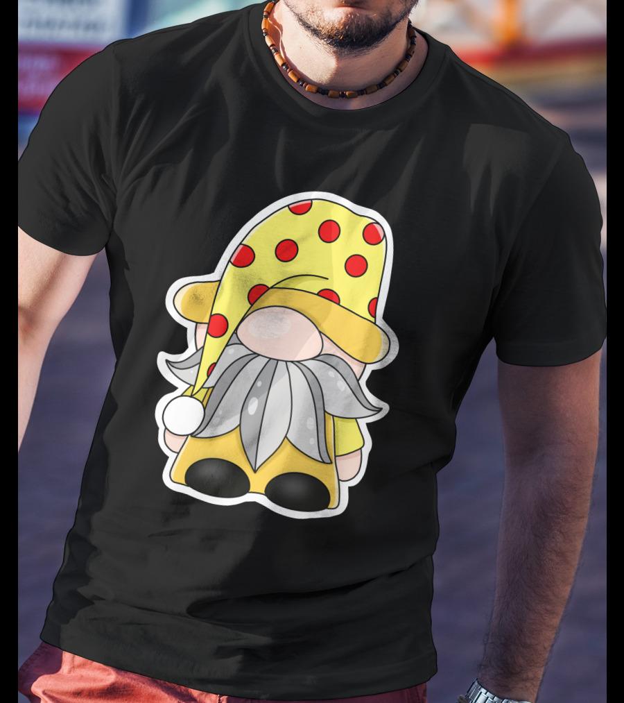 Funny Gnomes Yellow Red Polka Dot Hat T-Shirt
