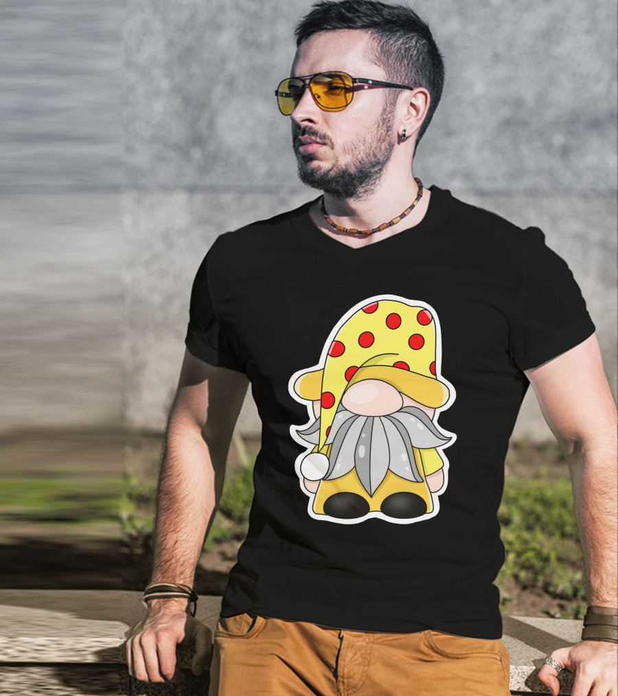 Funny Gnomes Yellow Red Polka Dot Hat T-Shirt