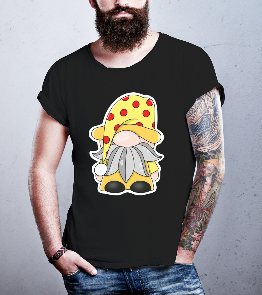 Funny Gnomes Yellow Red Polka Dot Hat T-Shirt