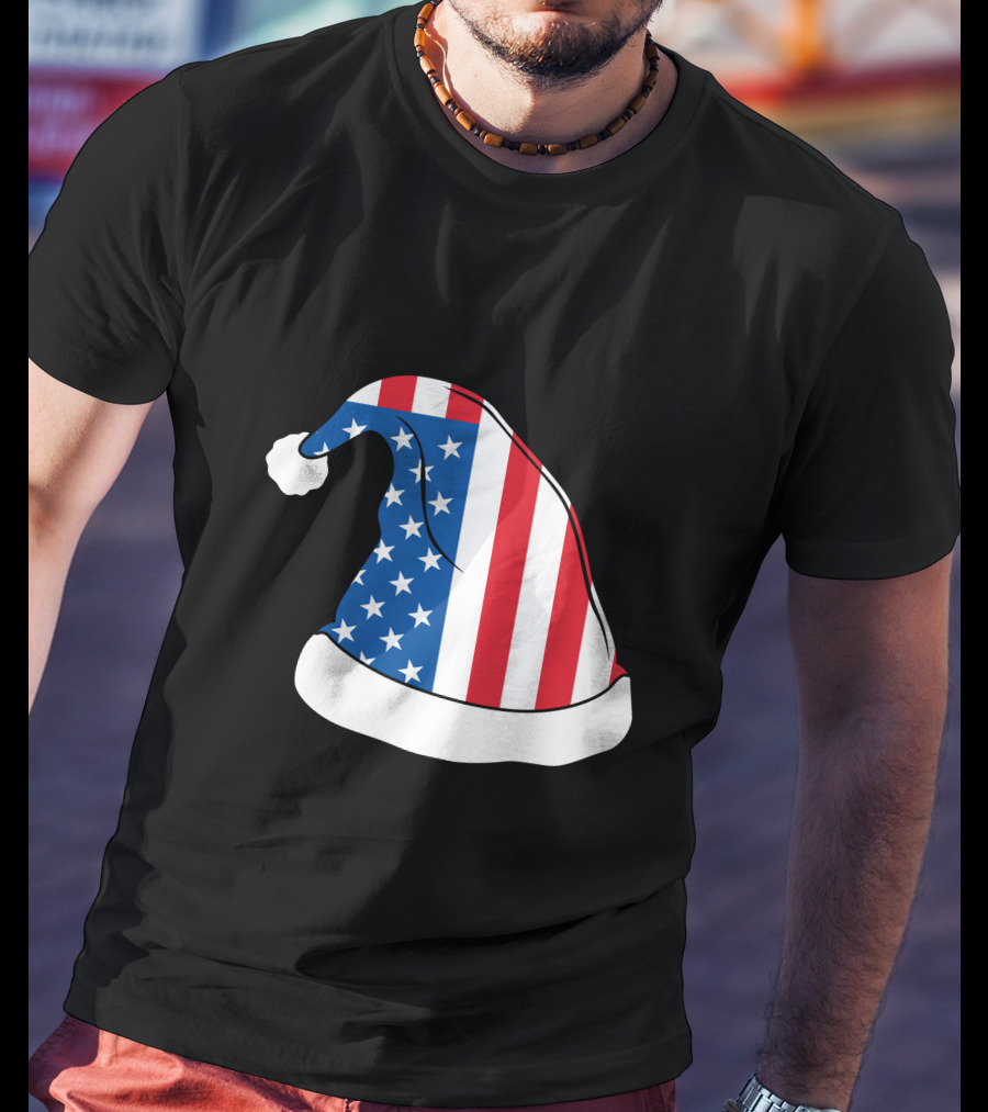 USA Flag Santa Hat Christmas Hat T-Shirt