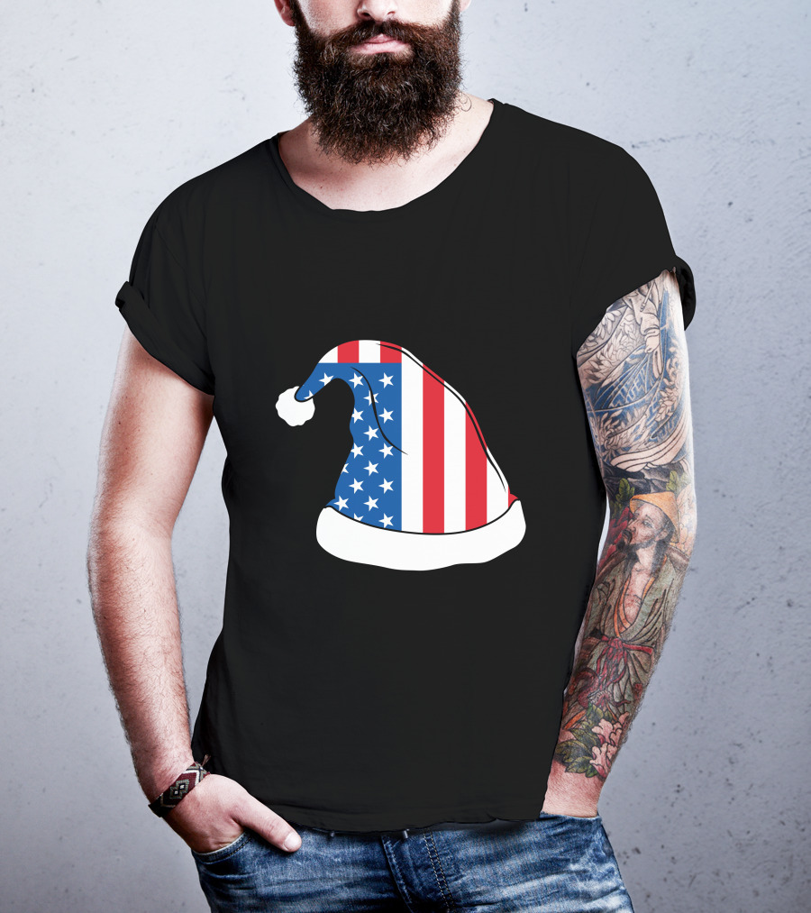 USA Flag Santa Hat Christmas Hat T-Shirt