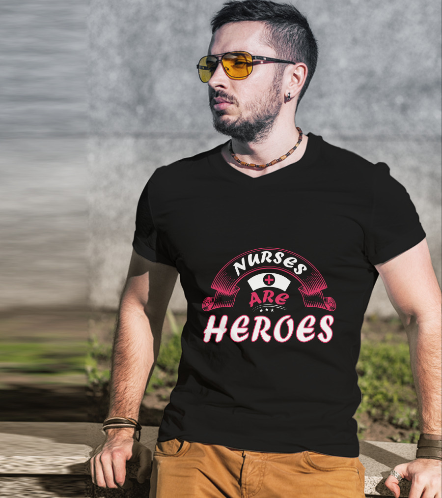 Nurses Are Heroes Red Cross Nurse Hat T-Shirt