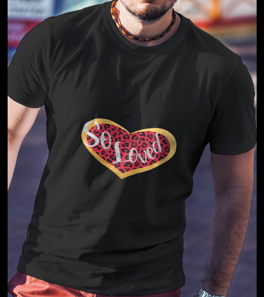 So Loved Heart Red Leopard Valentine's Day T-Shirt