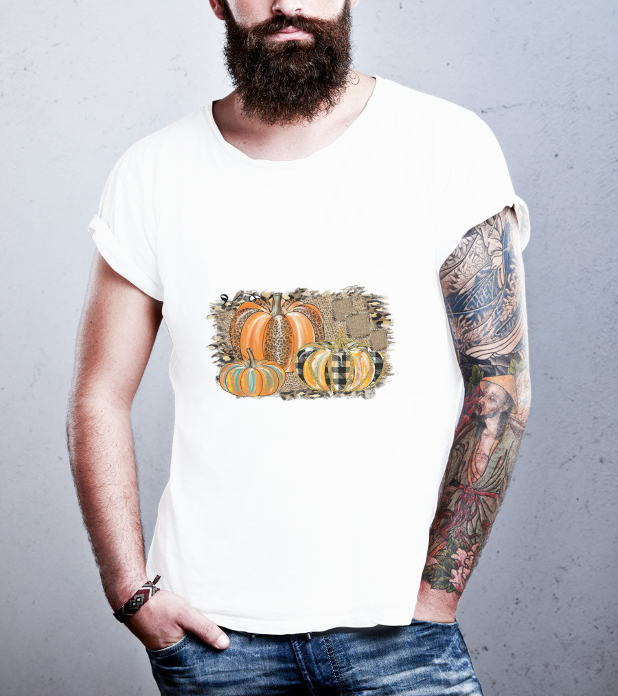 Leopard And Plaid Pumpkins Thanksgiving T-Shirt