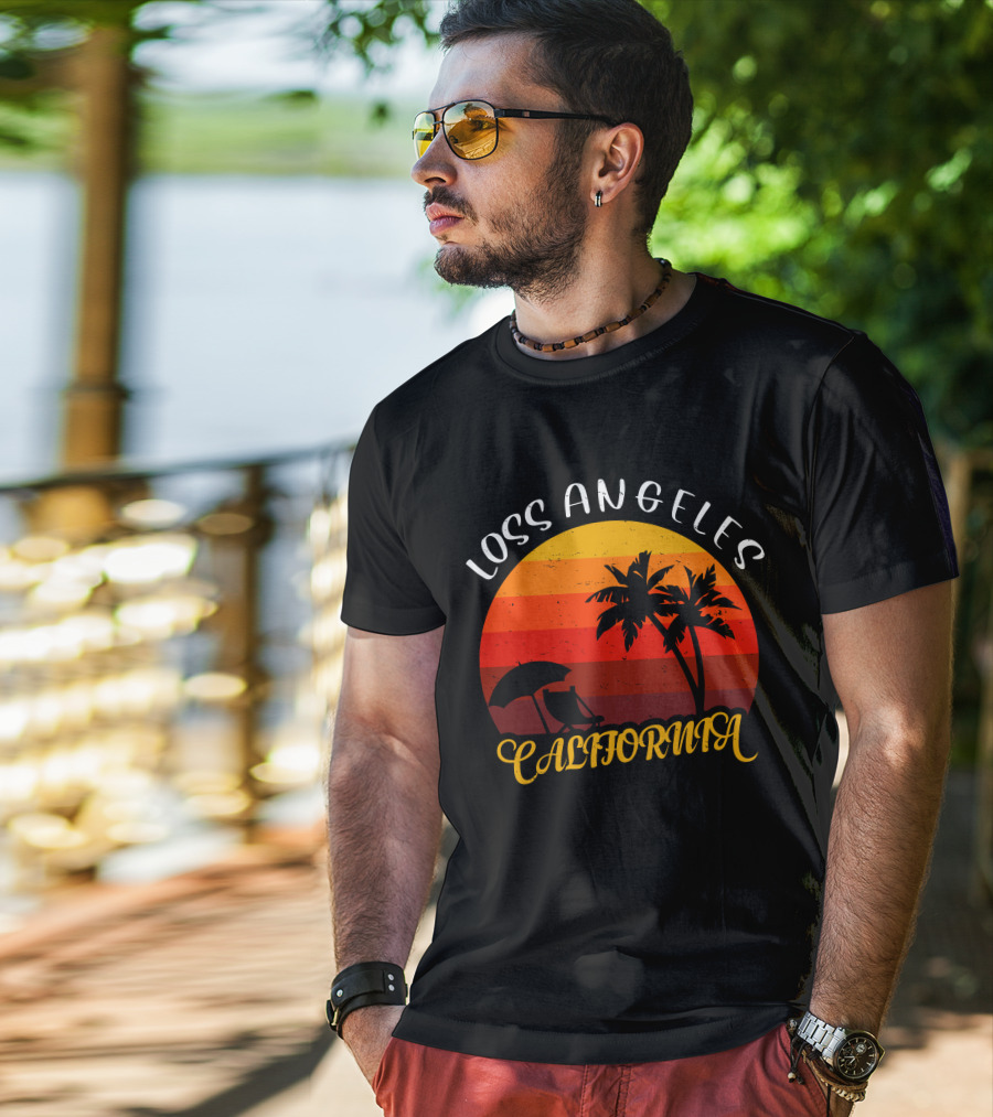 Loss Angeles California Sunset Palm Trees T-Shirt