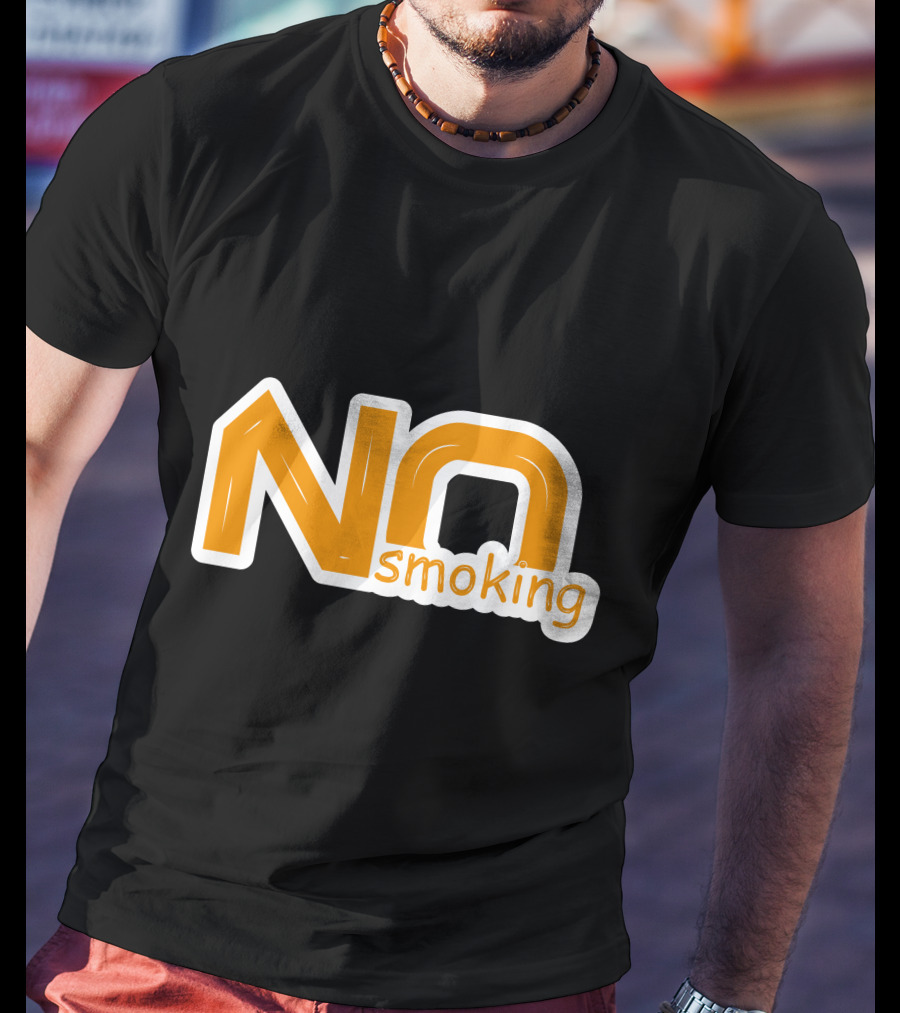 NO Smoking Style Bold Orange Text T-Shirt