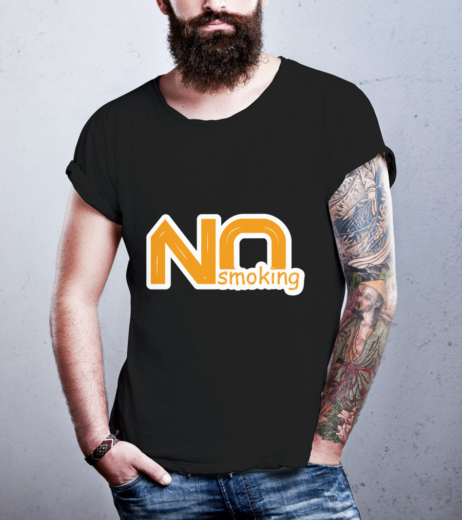 NO Smoking Style Bold Orange Text T-Shirt