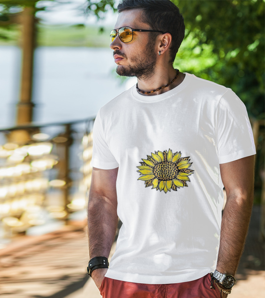 Leopard Print Sunflower T-Shirt