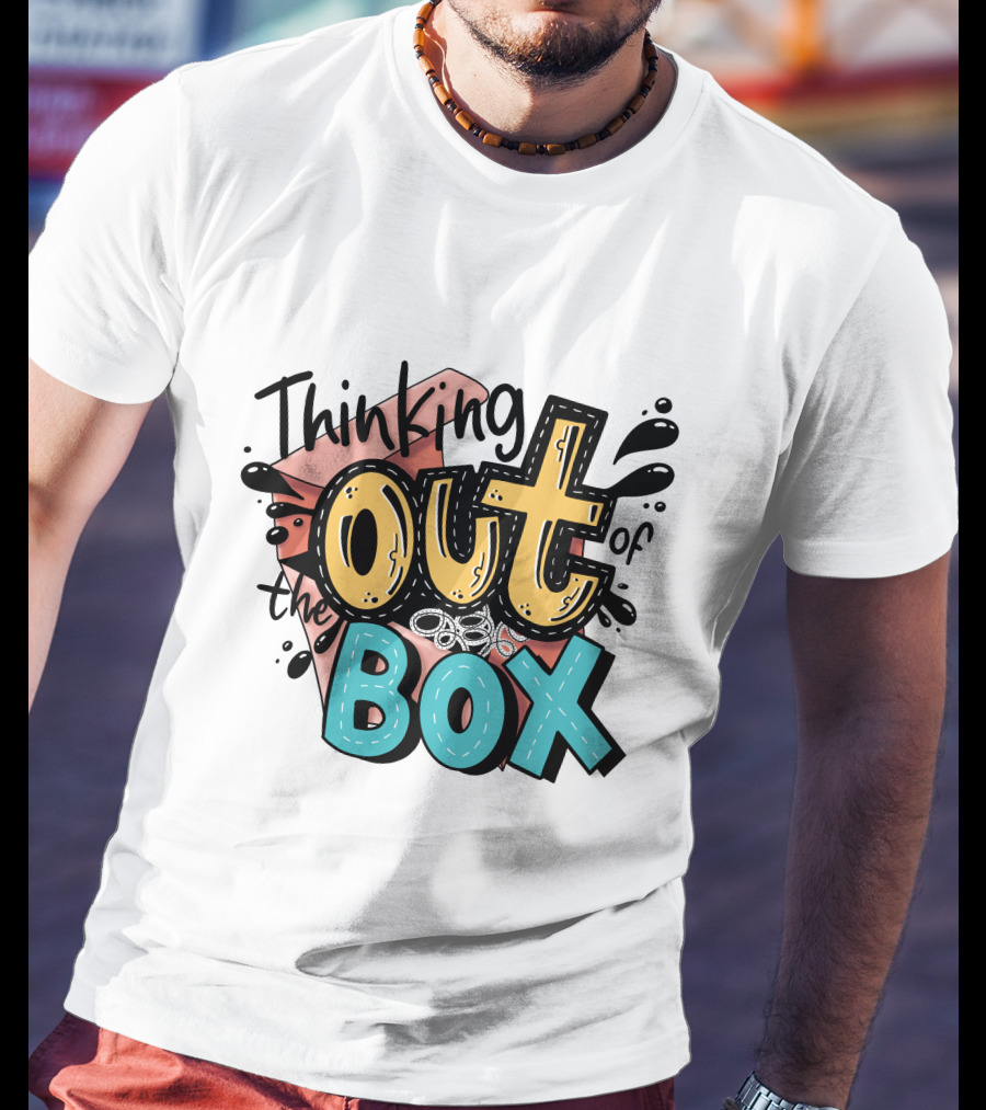 Thinking Out Of The Box Creative Typography T-Shirt
