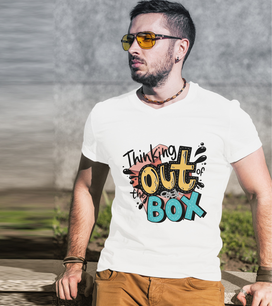 Thinking Out Of The Box Creative Typography T-Shirt