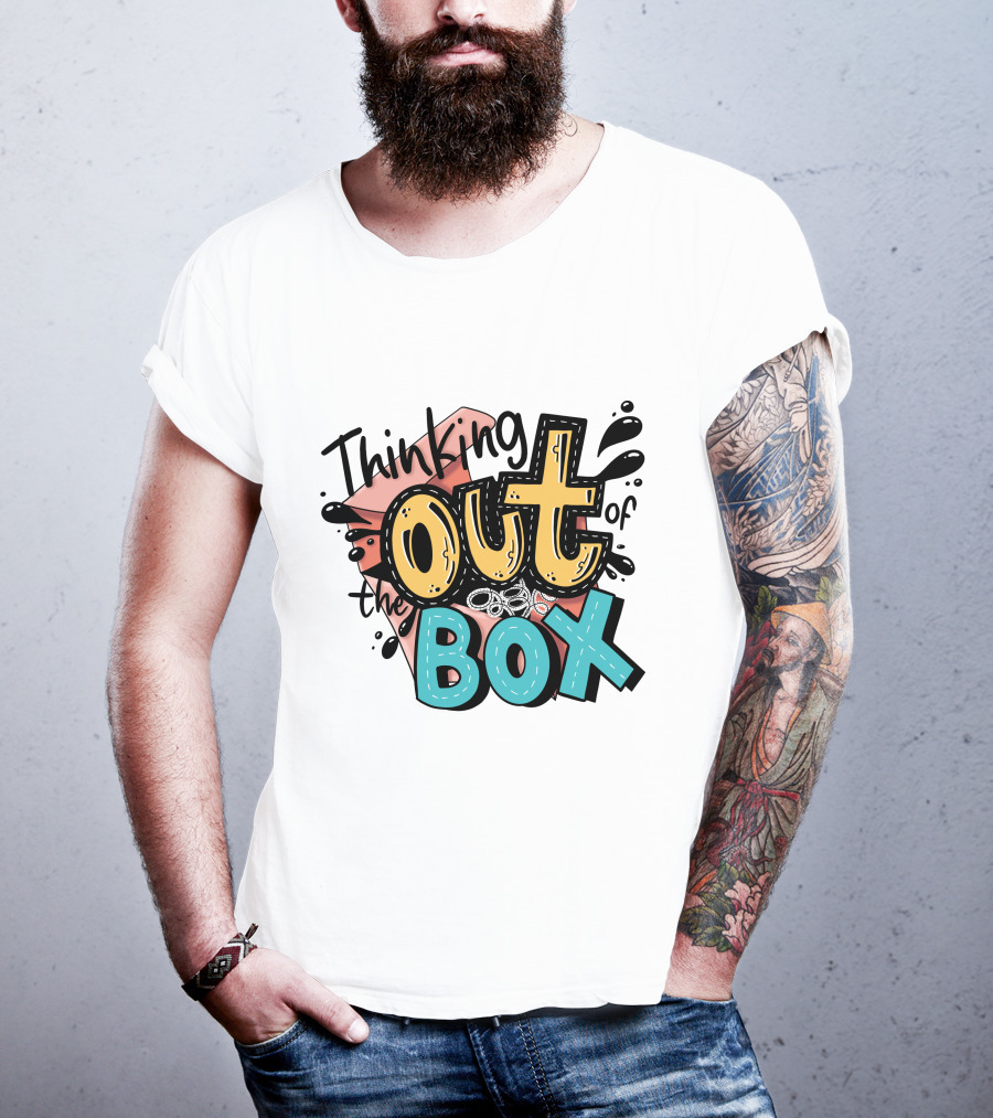 Thinking Out Of The Box Creative Typography T-Shirt