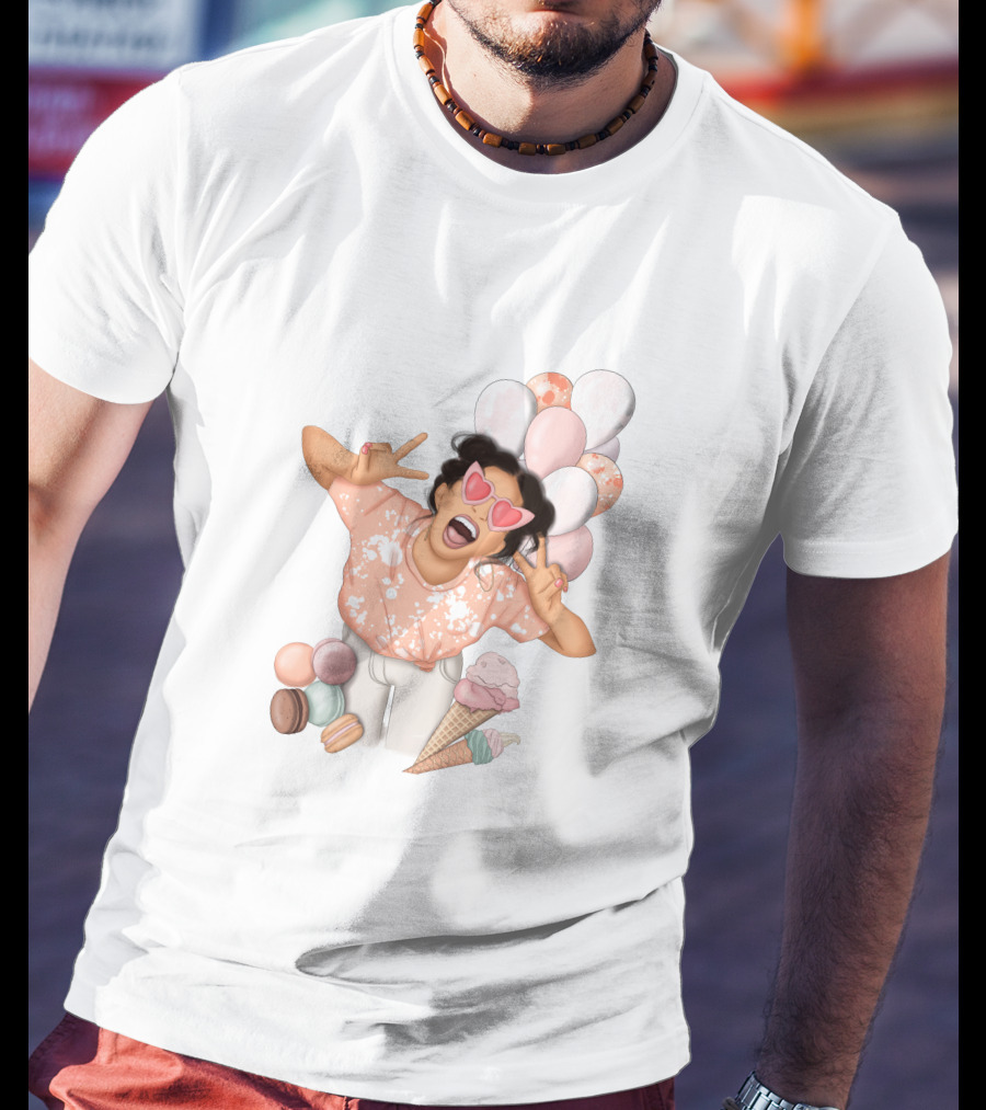 Diy Sublimation Good Mood Ice Cream And Macarons With Heart Sunglasses And Balloons T-Shirt