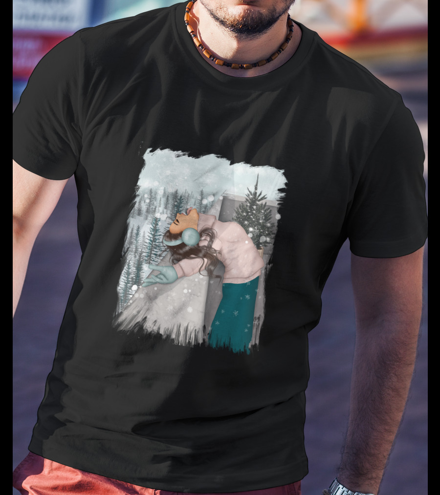Best Wish In Winter Embracing Snowfall In Forest Scene T-Shirt