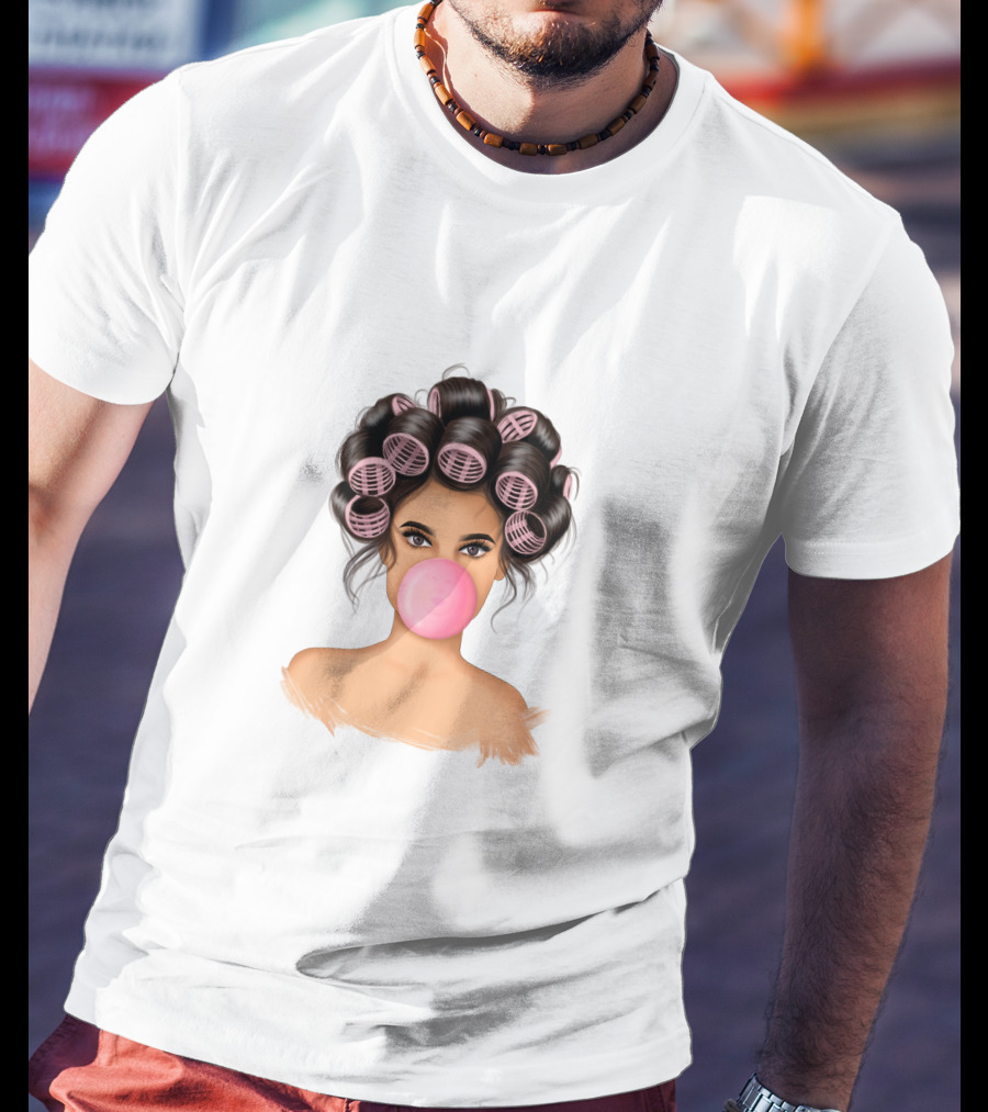 Bubble Gum Girl Hair Curlers T-Shirt