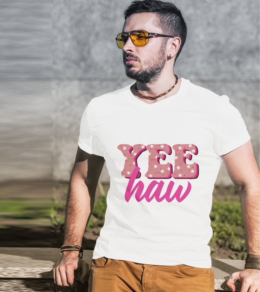 Retro Yee Haw Star Pattern Howdy T-Shirt