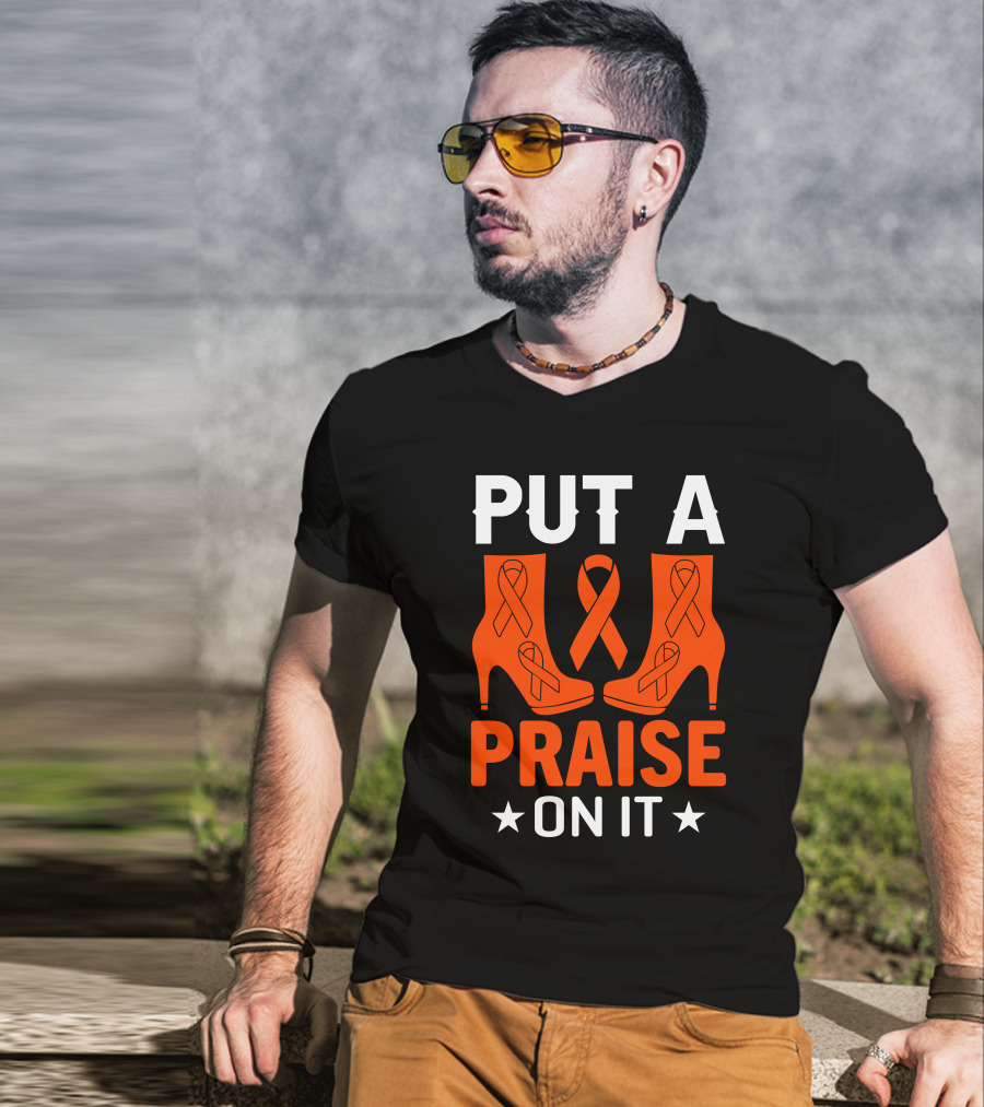 PUT A PRAISE ON IT Orange Ribbon High Heels T-Shirt