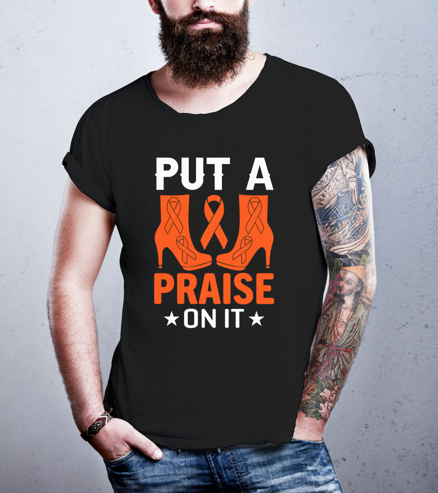 PUT A PRAISE ON IT Orange Ribbon High Heels T-Shirt