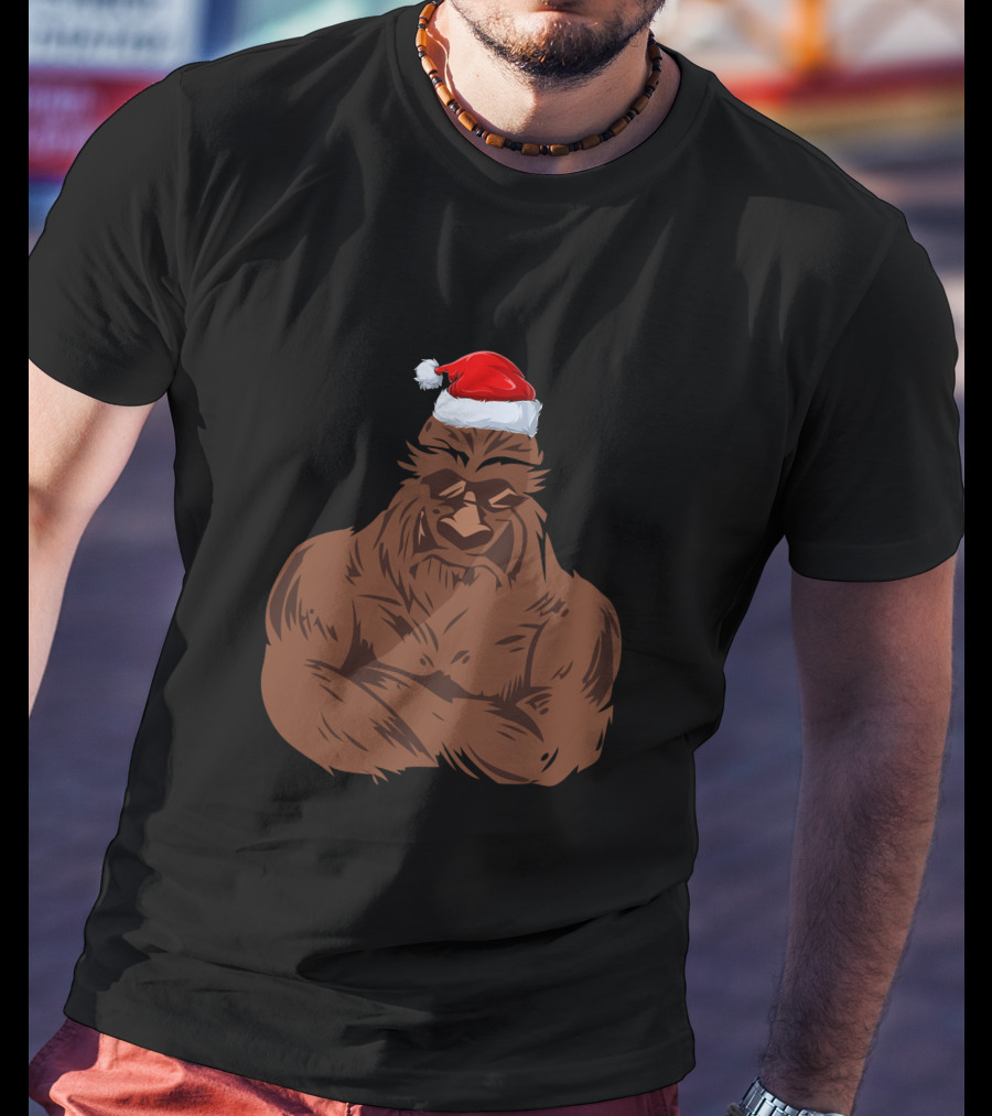 Santa Gorilla Christmas Festive Holiday T-Shirt