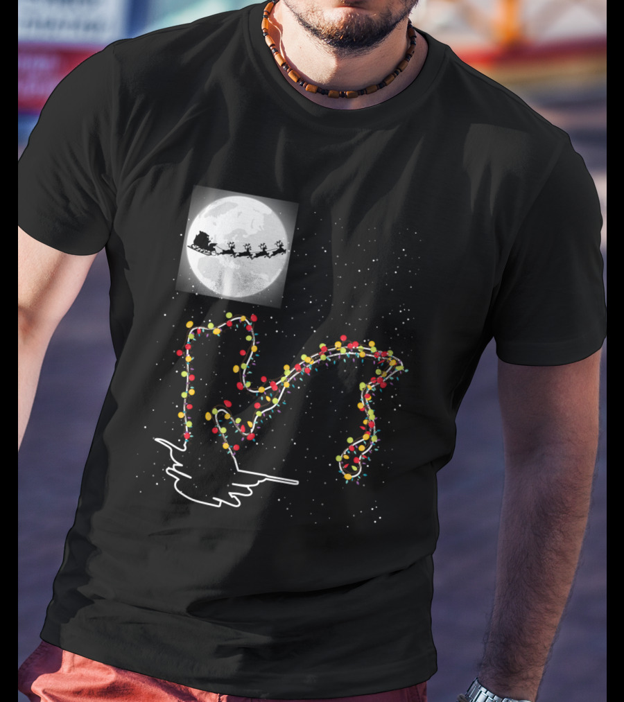 Sweet Christmas Night With Santa And Loch Ness Lights T-Shirt