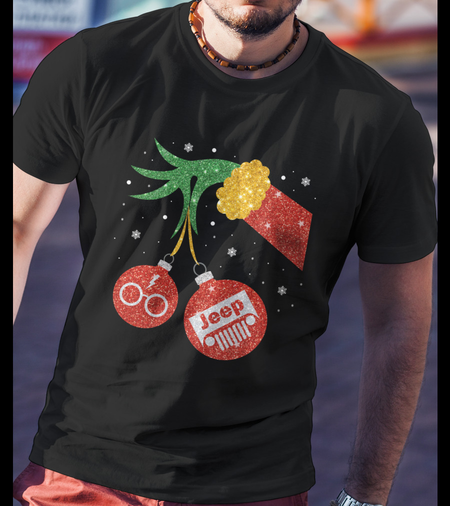Jeep Grinch Hand Christmas Ornament Harry Glasses T-Shirt