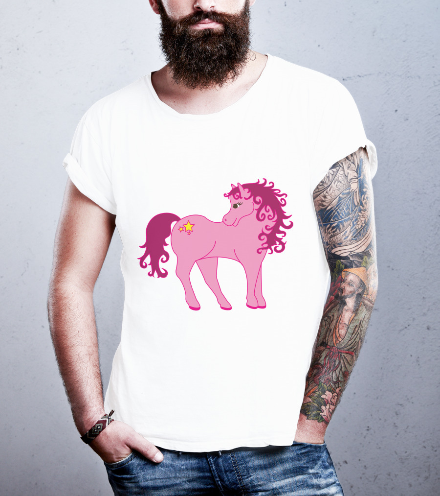 Cute Pink Pony With Curly Mane And Star Markings T-Shirt