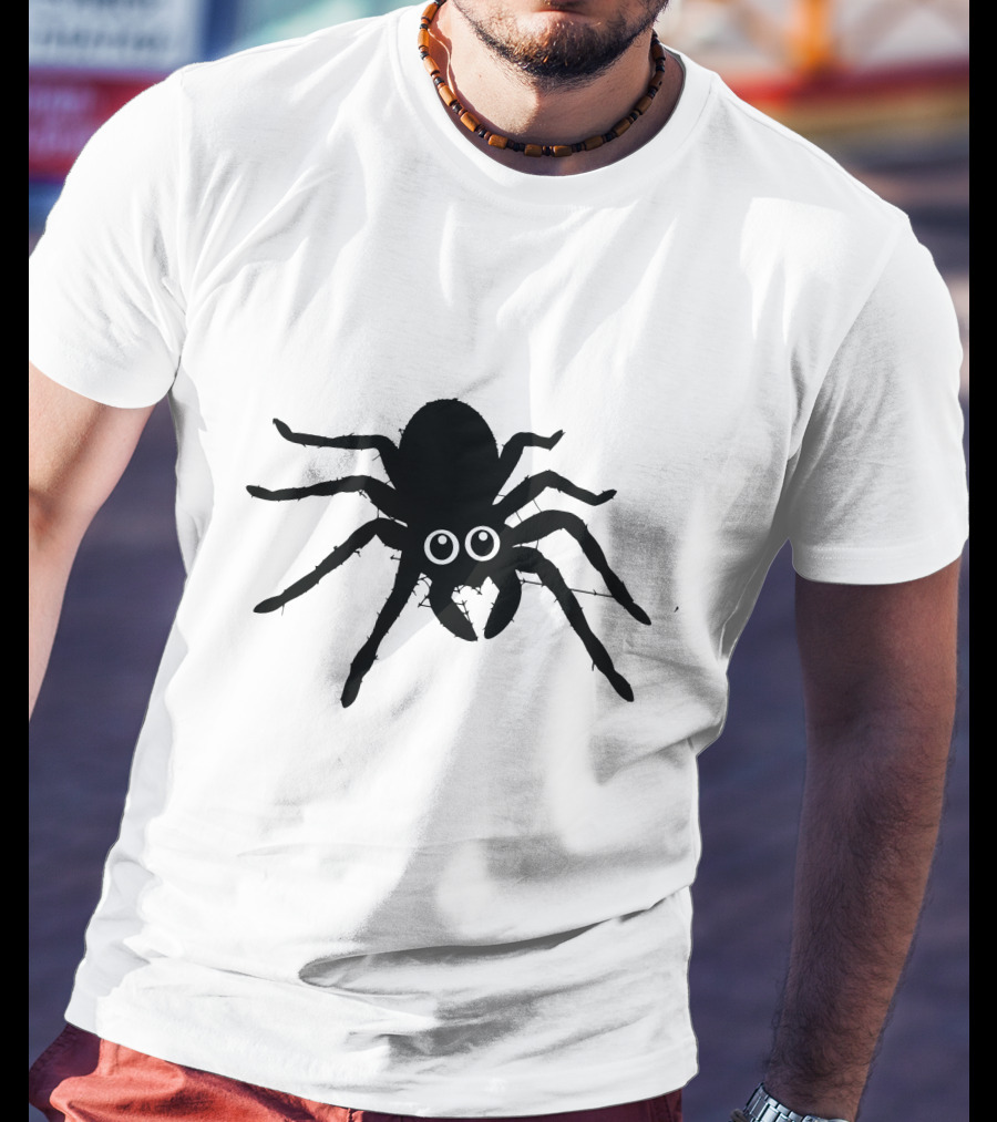 Cute Spider With Big Eyes In Web T-Shirt