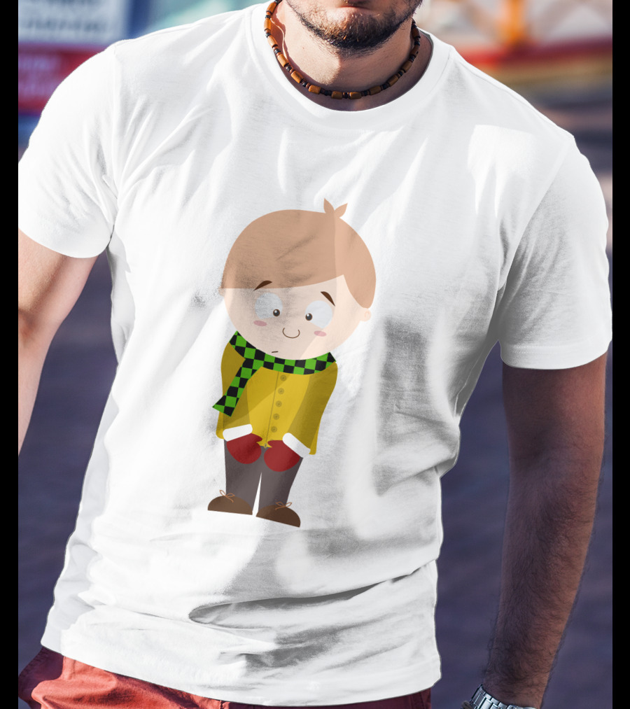 Cute Boy In Winter Scarf And Mittens T-Shirt