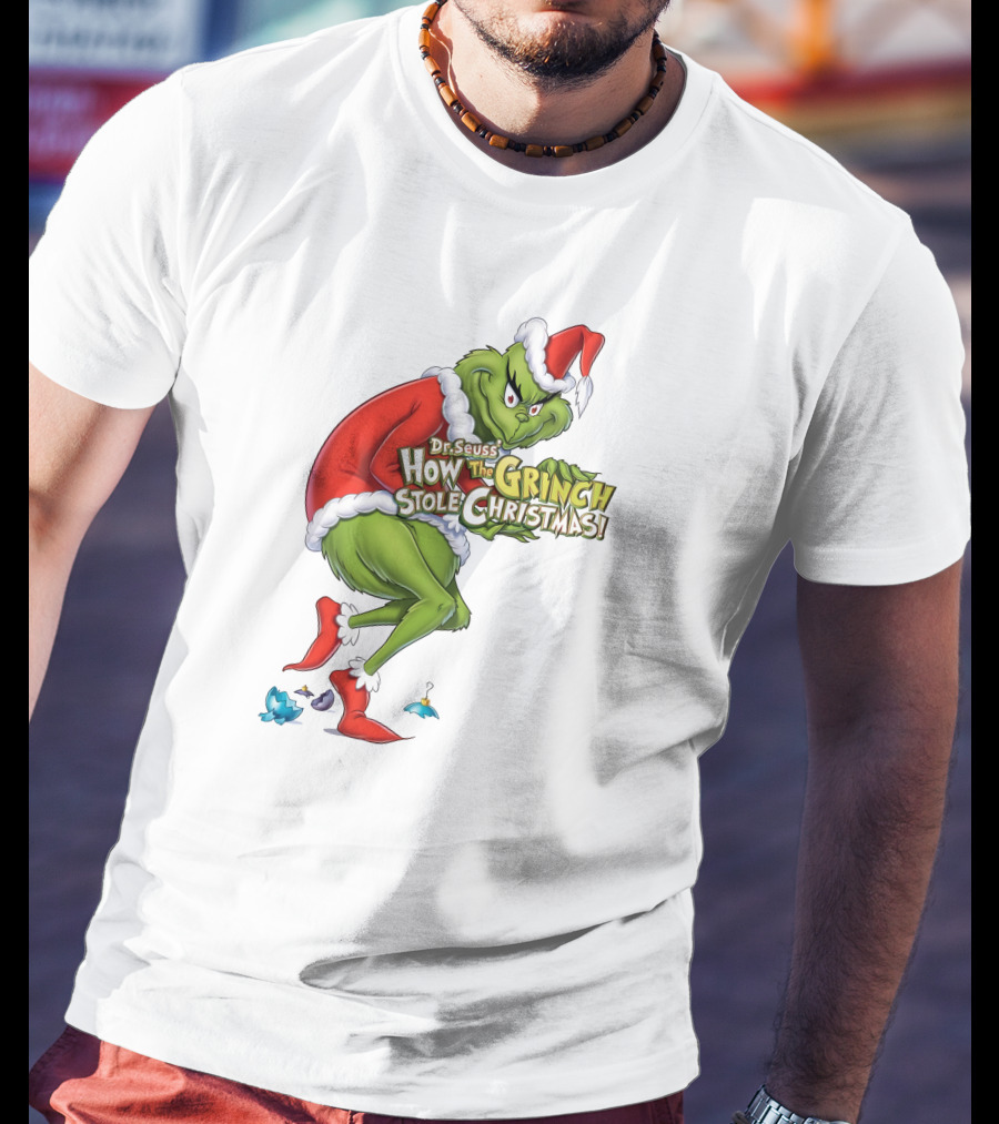 Dr Seuss How The Grinch Stole Christmas Santa Grinch Mischievous Pose T-Shirt