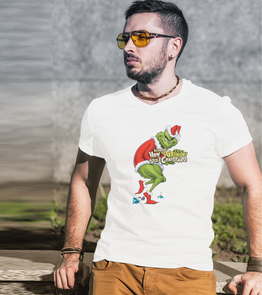 Dr Seuss How The Grinch Stole Christmas Santa Grinch Mischievous Pose T-Shirt