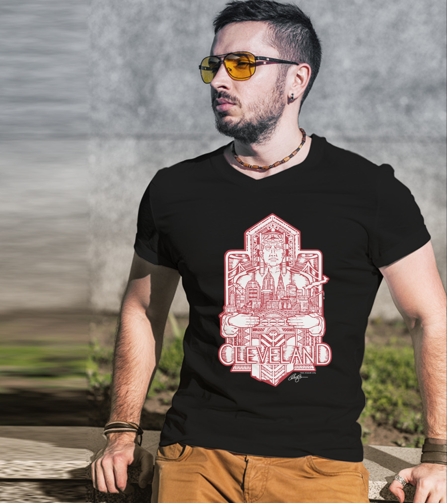 Cleveland Cityscape Guardian Red Line T-Shirt