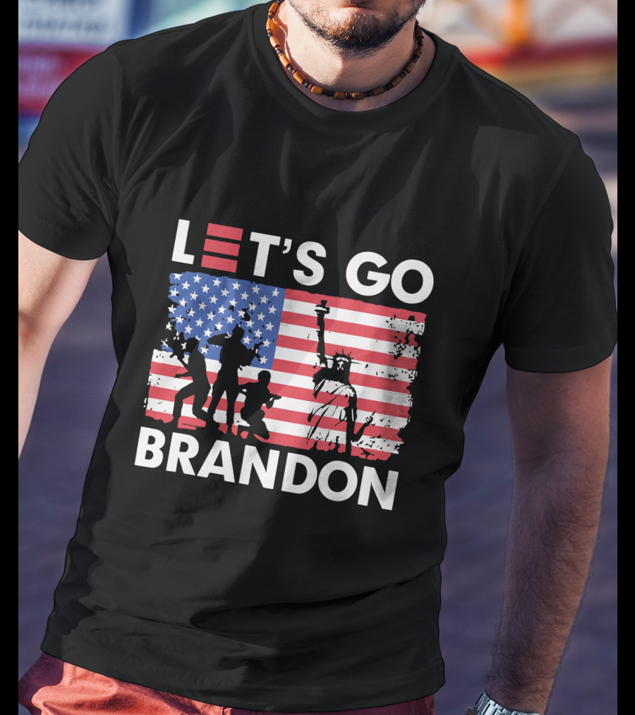 Let's Go Brandon American Flag Statue Of Liberty T-Shirt