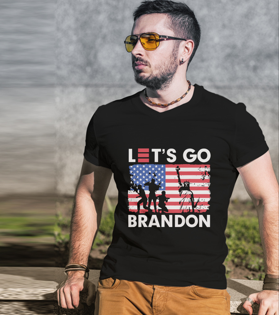 Let's Go Brandon American Flag Statue Of Liberty T-Shirt