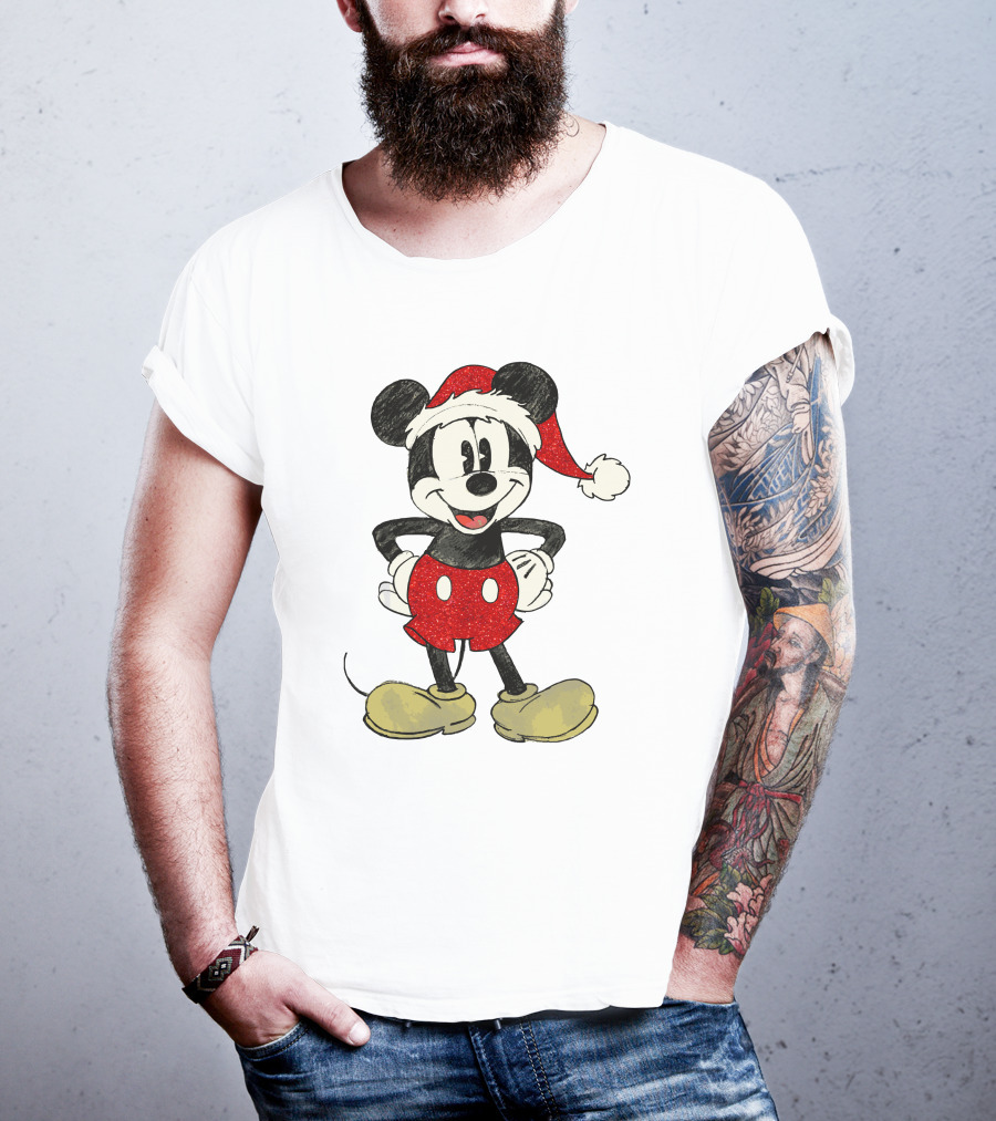 Mickey Mouse Santa Hat Christmas Disney T-Shirt