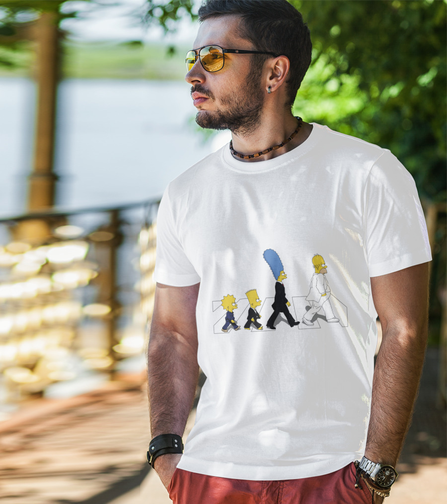 The Simpsons Abbey Road Parody Walking Family T-Shirt
