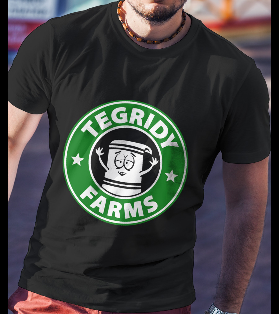 Tegridy Farms Cannabis Cup Logo With Cartoon Character And Green Circle T-Shirt
