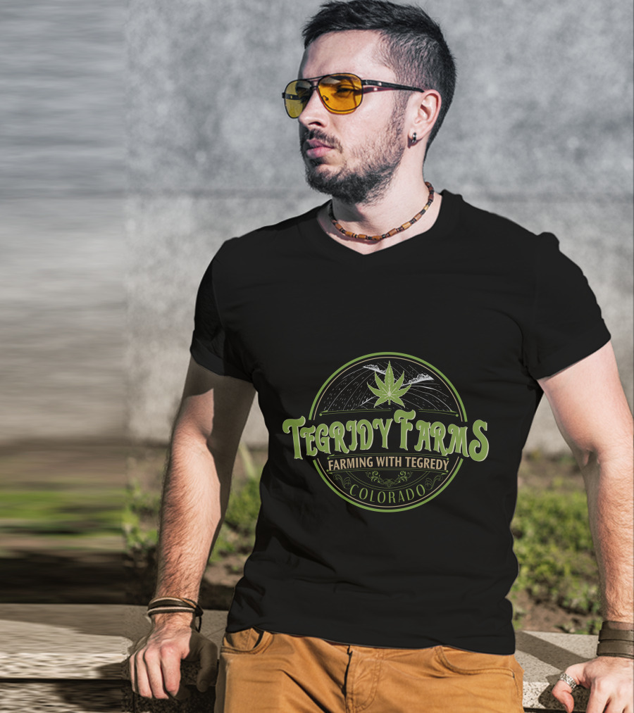 Tegridy Farms Farming With Tegridy Colorado Vintage Logo Cannabis Leaf T-Shirt