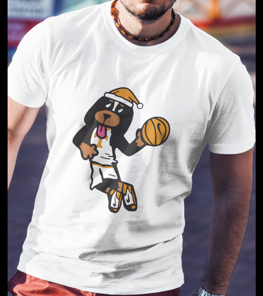 Tennessee Vols Smokey Basketball Santa Holiday Mascot Dunk T-Shirt