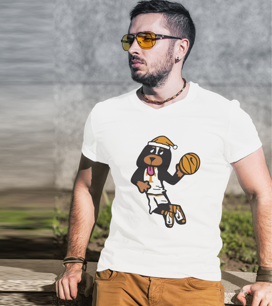 Tennessee Vols Smokey Basketball Santa Holiday Mascot Dunk T-Shirt