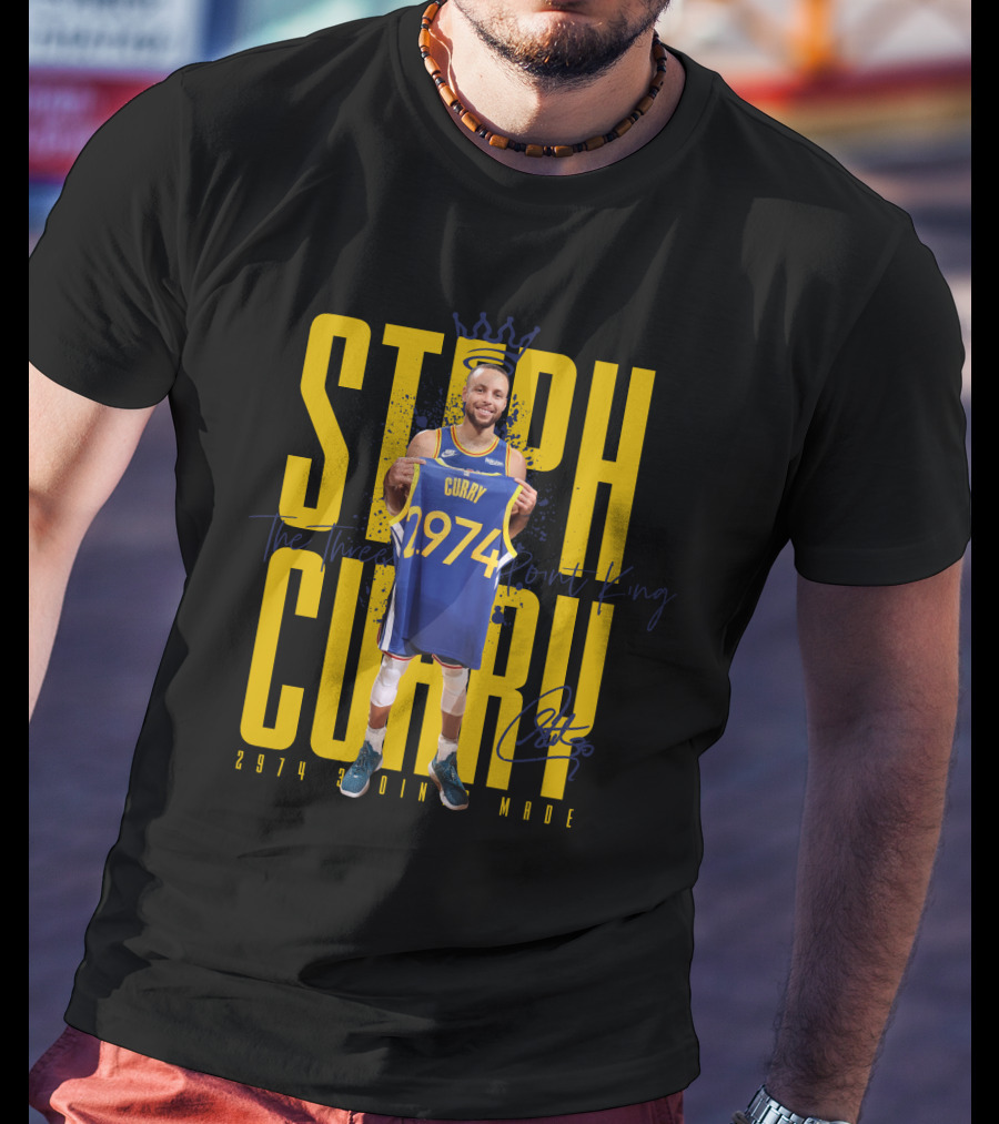 Stephan Curry 2974 Threes Made King Signature T-Shirt