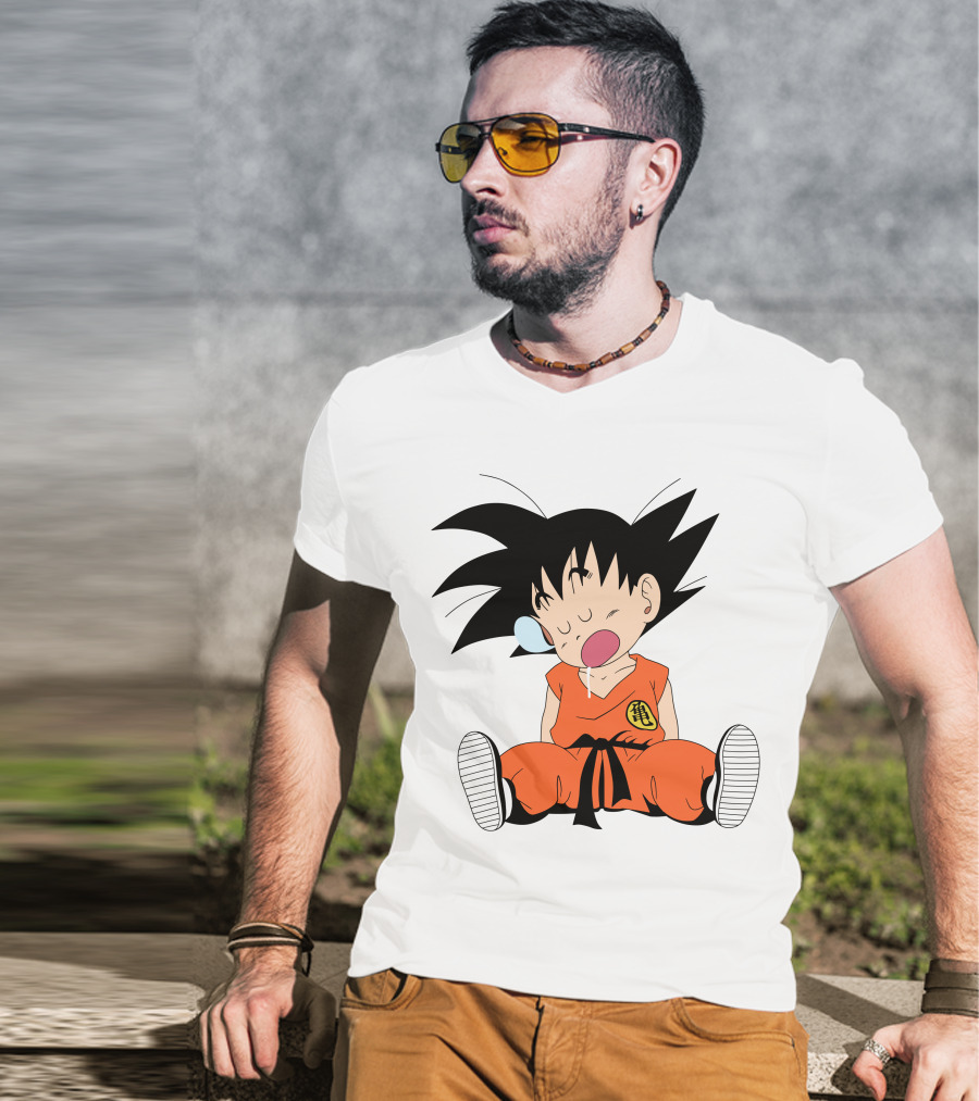 Baby Goku Sleepy Orange Gi Krillin Kanji Bubblegum Drool T-Shirt